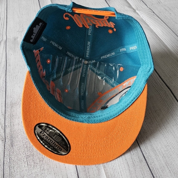 Teal and Orange Miami Snapback Football Cap - Picture 8 of 9